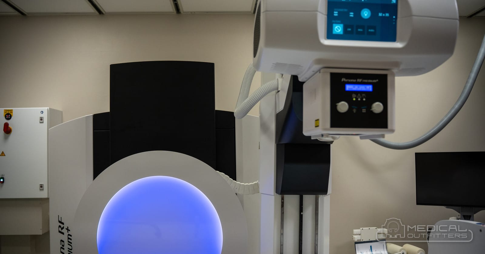 Fujifilm Persona RF PREMIUM+ radiography and fluoroscopy system with blue ambient lighting in the new imaging room at Centro Cardiovascular de Puerto Rico y del Caribe in San Juan