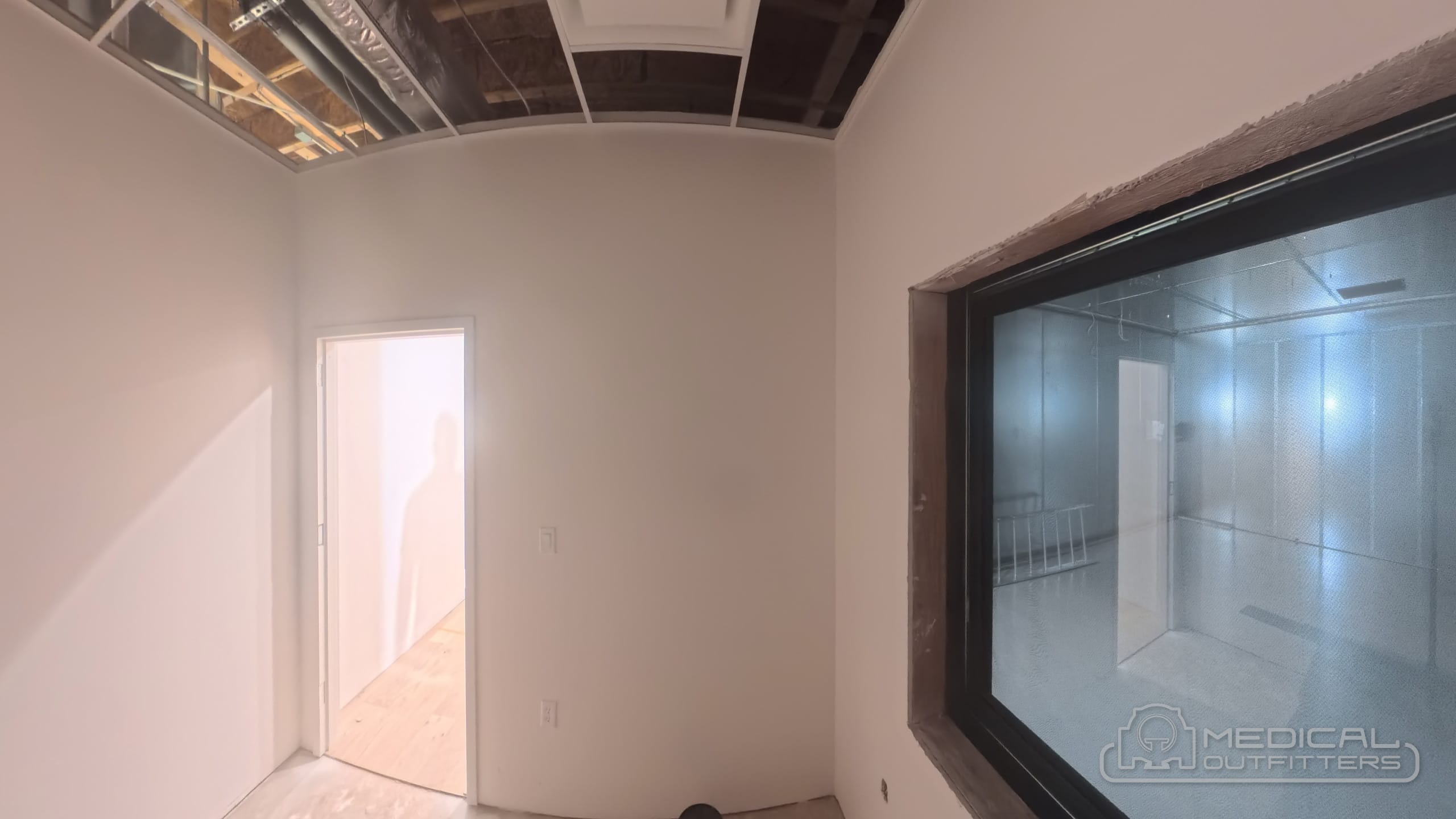 Finished MRI magnet room with the RF window into the control room, Medical Outfitters installation in Oklahoma City