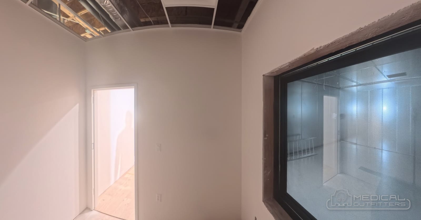 Finished MRI magnet room with the RF window into the control room, Medical Outfitters installation in Oklahoma City